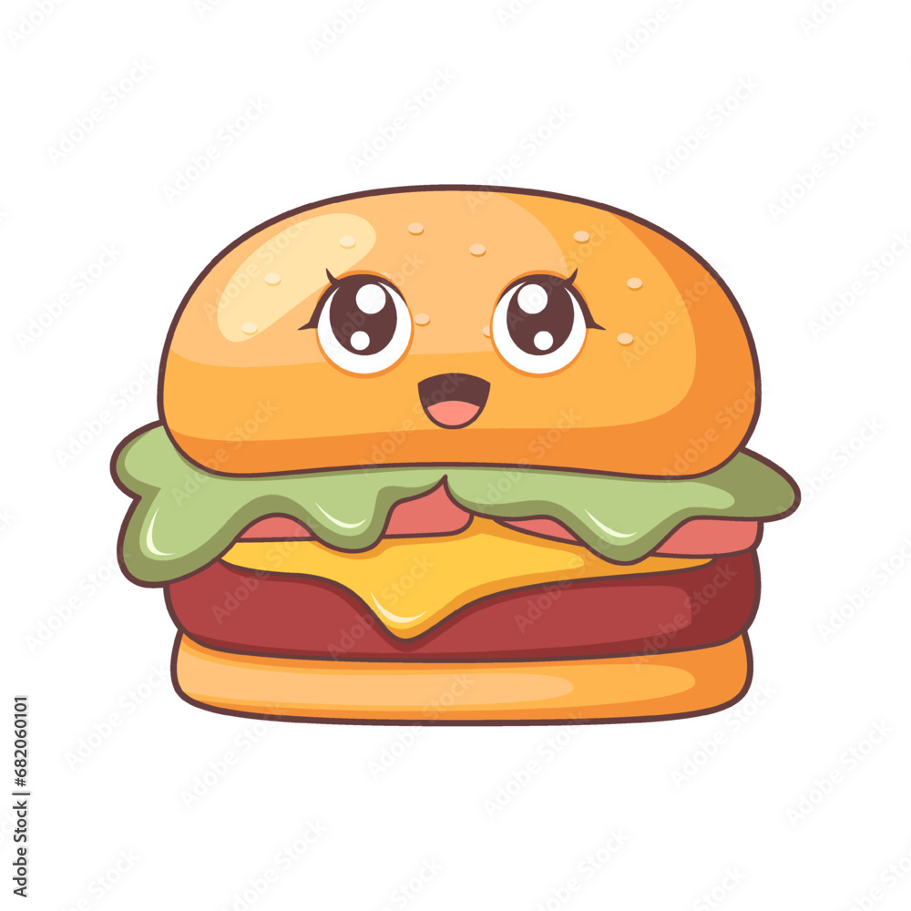 Cute Burger Character Design Illustration Cute Burger Character Design Illustration