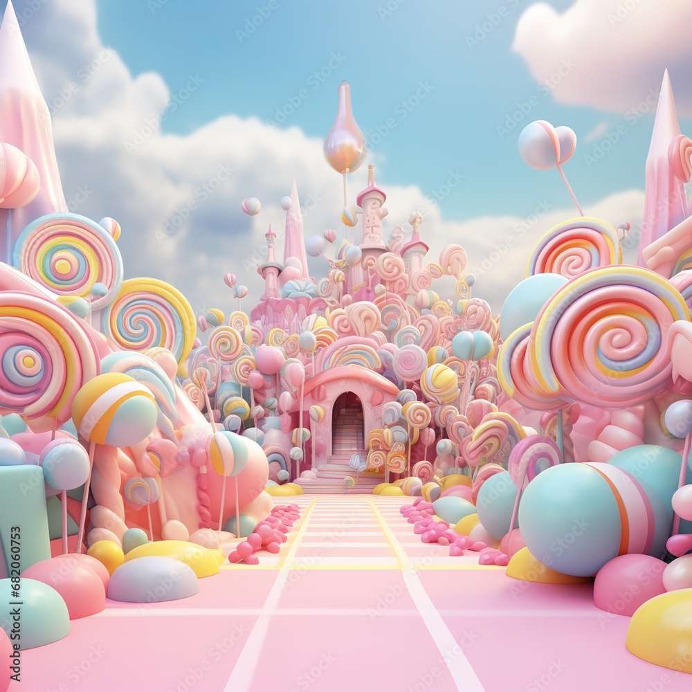 Candyland very beautiful rainbow pieces of candy pastel colors