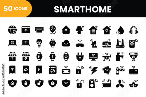 Smarthome icon set. Solid icon collection