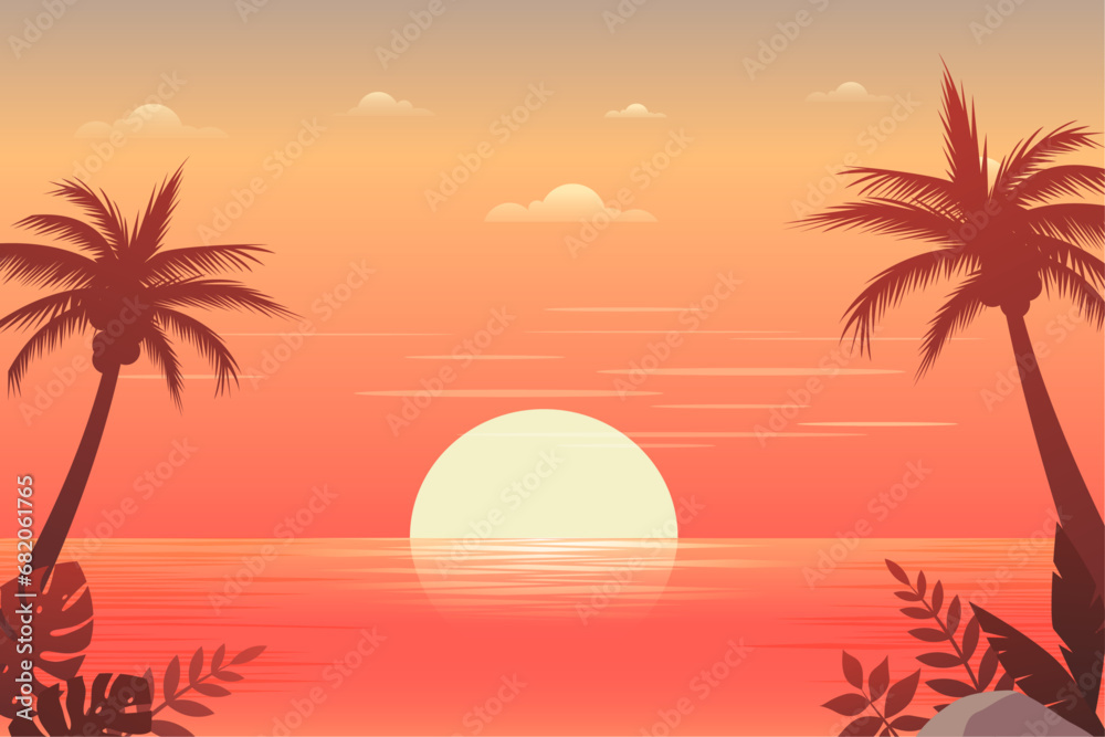 gradient summer beach landscape background