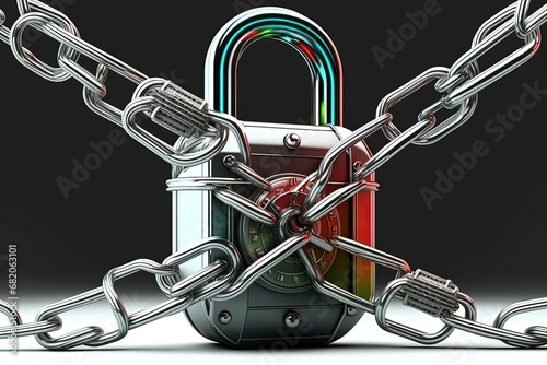 3d protection chain Lock concept Security