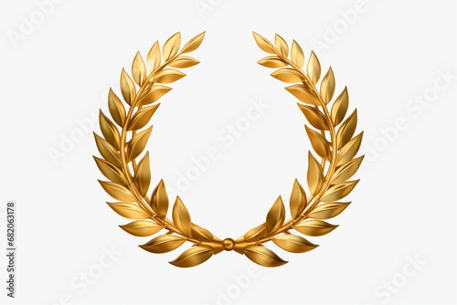 Golden laurel wreath or headband for a winner award vector isolated on a simple white background. Generative AI. photo