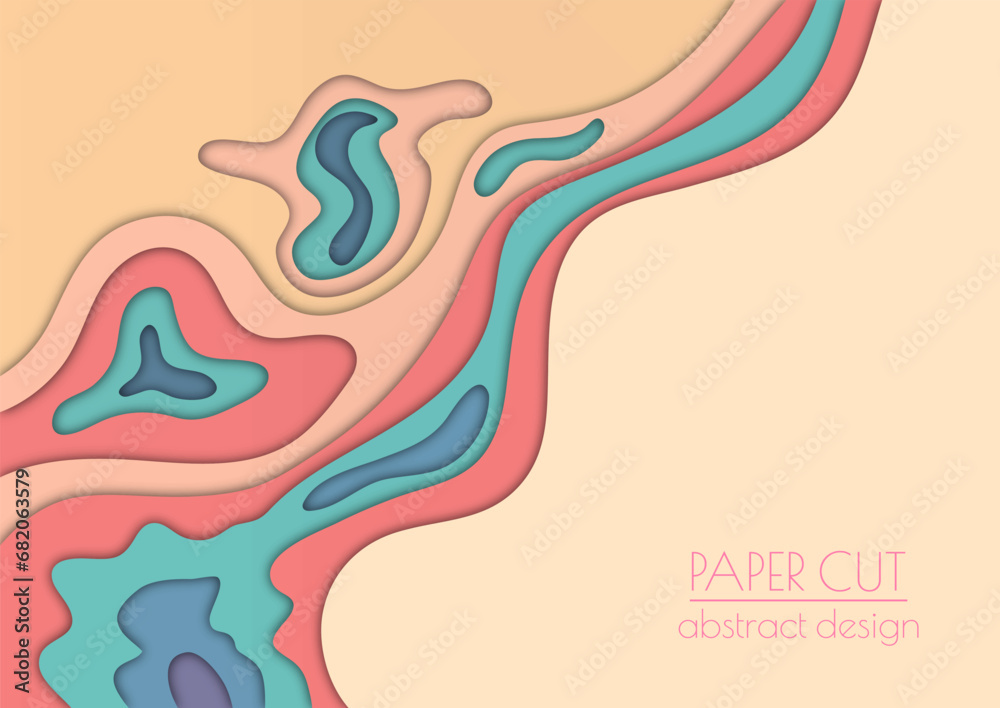 3d layout of the cover, banner, leaflet in the style of cut paper. Abstract smooth shapes create the effect of multi-layered elevation. Abstract background for creative design and creative idea 3d layout of the cover, banner, leaflet in the style of cut paper. Abstract smooth shapes create the effect of multi-layered elevation. Abstract background for creative design and creative idea
