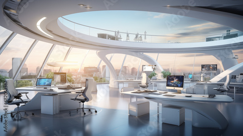 Visually stunning workspace that embodies the innovation and sophistication of the tech industry
