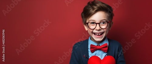 Portrait of a cute little boy on Valentine's Day. © Rudsaphon
