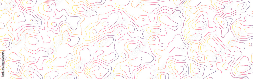 Topographic map background concept. Vector abstract illustration. Geography concept. The stylized height of the topographic map contour in colorful lines	