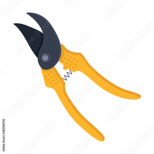 Vector image of a repair tool in cartoon style. Secateurs. Construction and housework concept. A team of individual builders. Elements for your design.