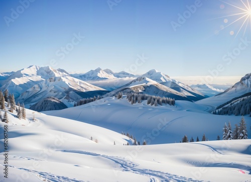 ski resort in the mountains during winter, created using AI generative technology © Kuba