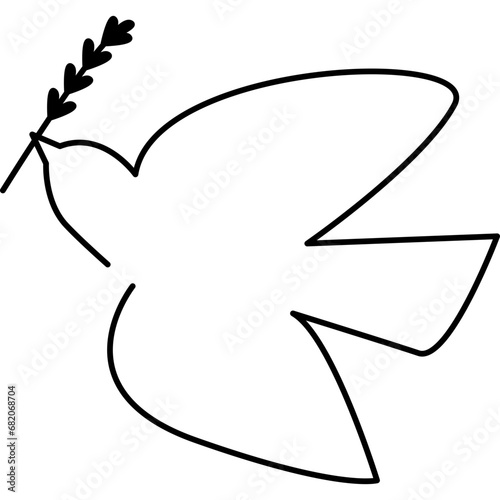 Dove Bird Line Art