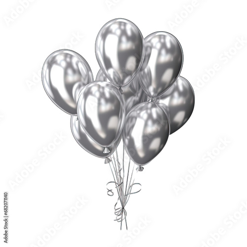 silver balloons isolated on white background