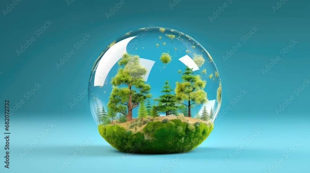 green earth globe made up with green natural grass background