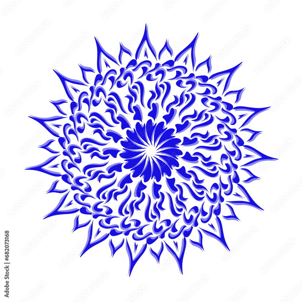 Blue tribal mandala icon with shadow. Perfect for logos, icons, items, tattoos, stickers, posters, banners, clothes, hats Blue tribal mandala icon with shadow. Perfect for logos, icons, items, tattoos, stickers, posters, banners, clothes, hats