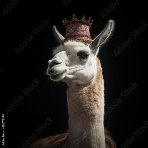 Portrait of a majestic Llama with a crown