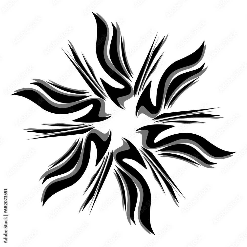 Black tribal mandala icon with shadow. Perfect for logos, icons, items, tattoos, stickers, posters, banners, clothes, hats