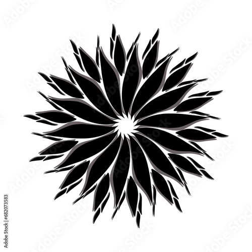 Black tribal mandala icon with shadow. Perfect for logos, icons, items, tattoos, stickers, posters, banners, clothes, hats