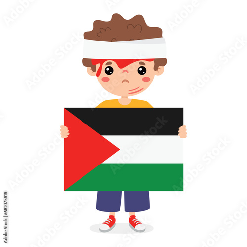 Cartoon Child With Palestine Flag