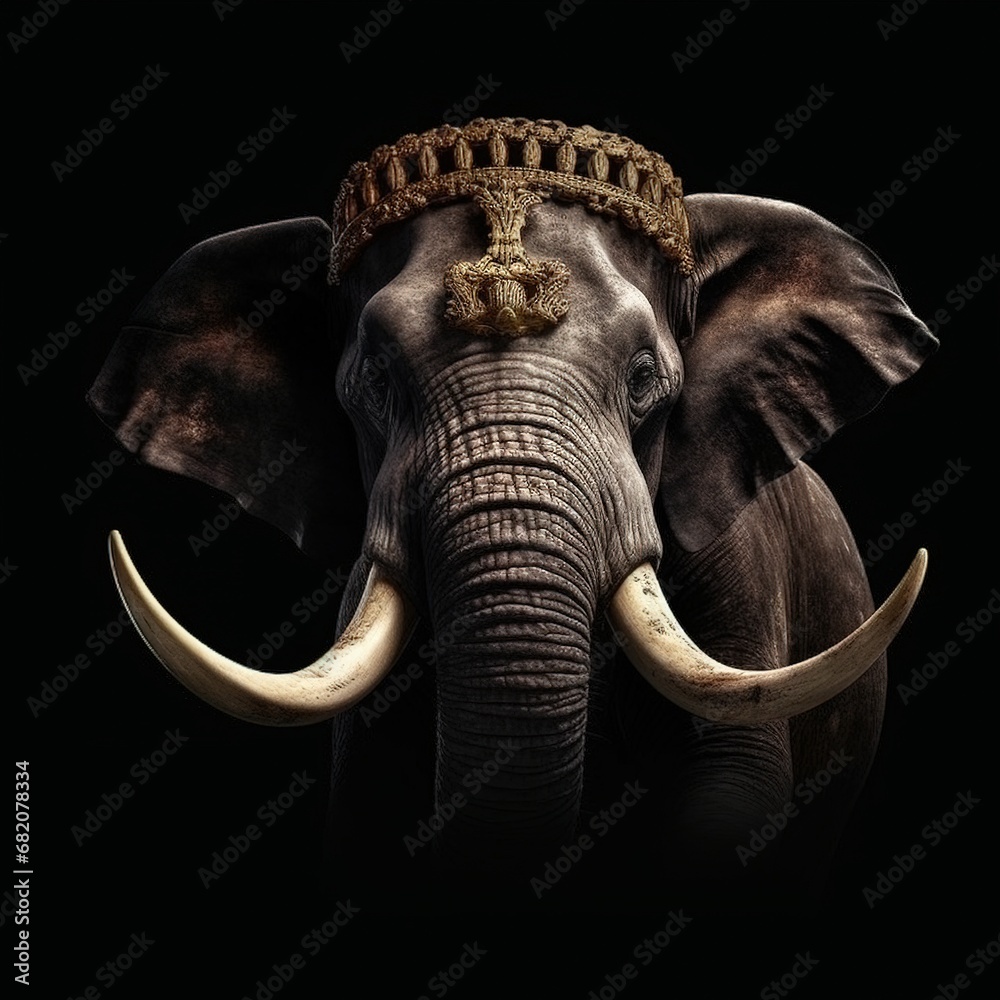 Obraz premium Portrait of a majestic Mammoth with a crown