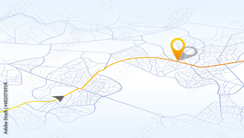 Gps tracking map. Abstract isometric location tracks dashboard. Track navigation pins on street maps, navigate mapping, locate position pin. Futuristic travel map or location navigator vector