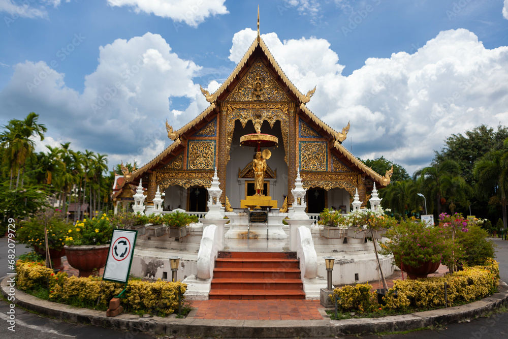 Wat Phra Singh Woramahaviharn. Beautiful buddhist temple in Chiang Mai Old Town. North Thailand.