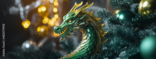 The green wooden dragon is the symbol of the new year 2024 according to the Chinese calendar. photo
