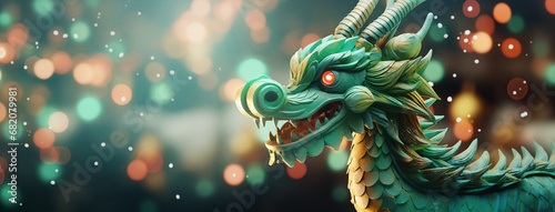 The green wooden dragon is the symbol of the new year 2024 according to the Chinese calendar.