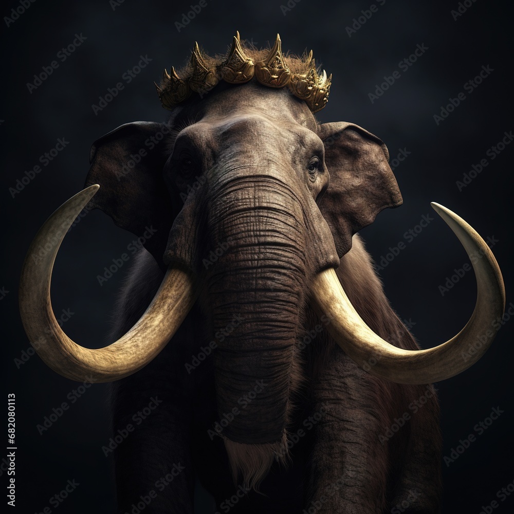 Obraz premium Portrait of a majestic Mammoth with a crown