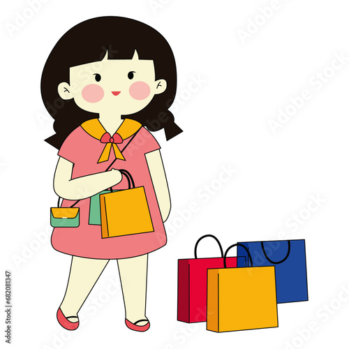 shopping girls illustration 
