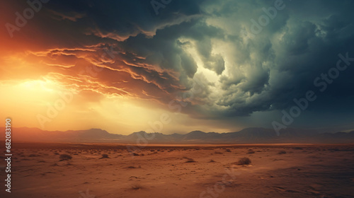 Stormy sky over the desert landscape