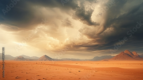 Stormy sky over the desert landscape