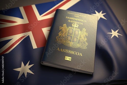 concept immigration naturalization Australia, passport Getting flag australian Australia Passport photo