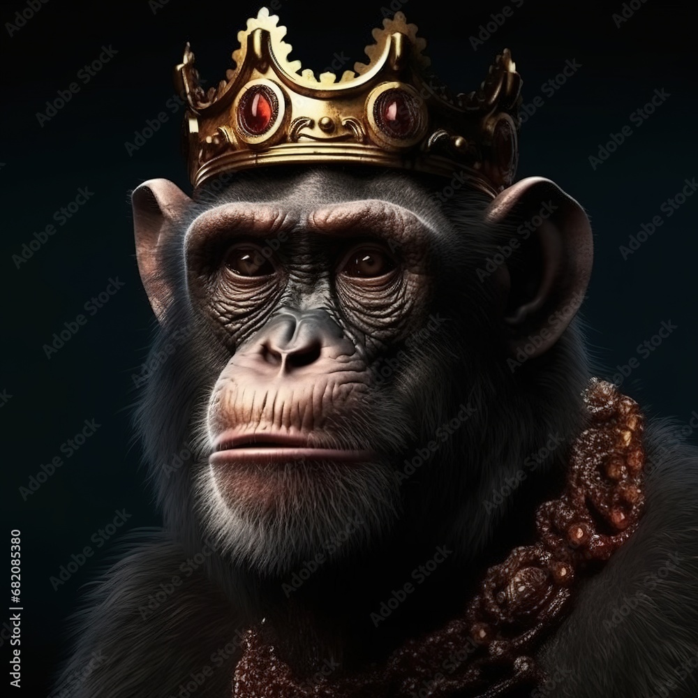 Portrait of a majestic Monkey with a crown