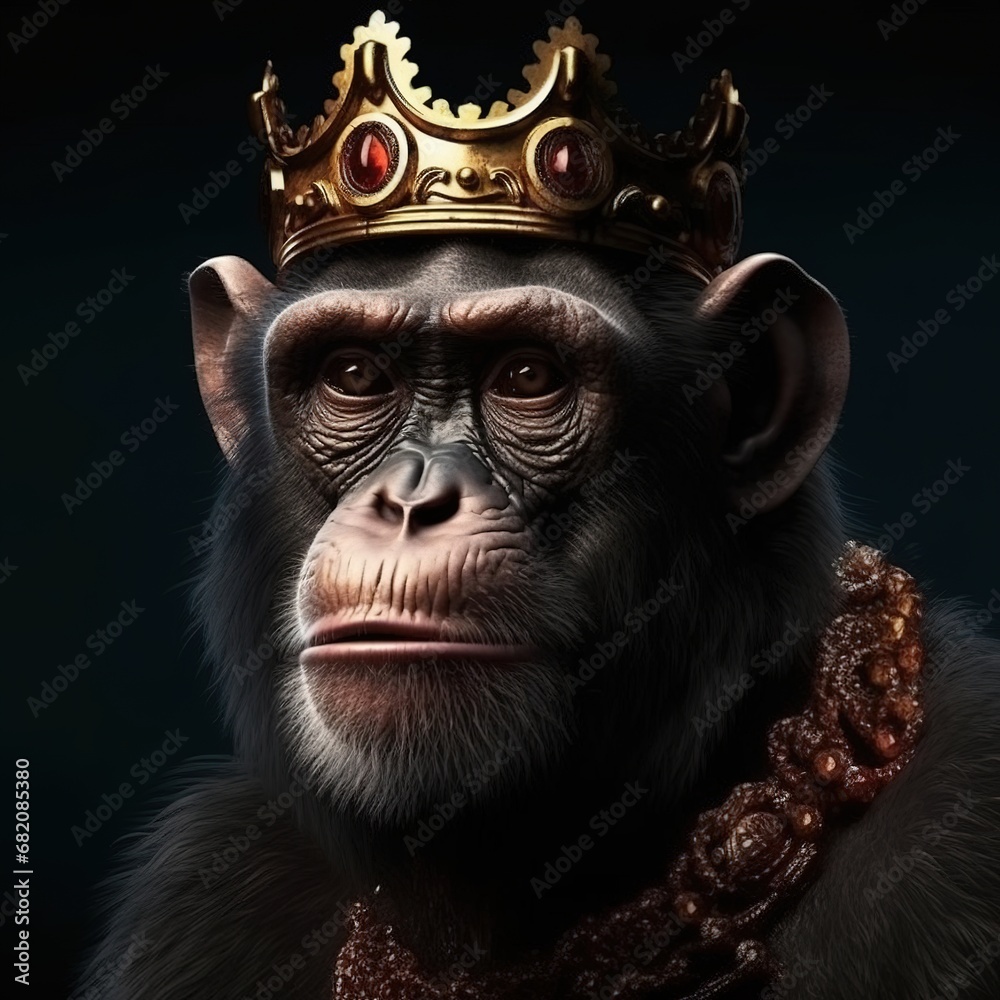 Portrait of a majestic Monkey with a crown Portrait of a majestic Monkey with a crown