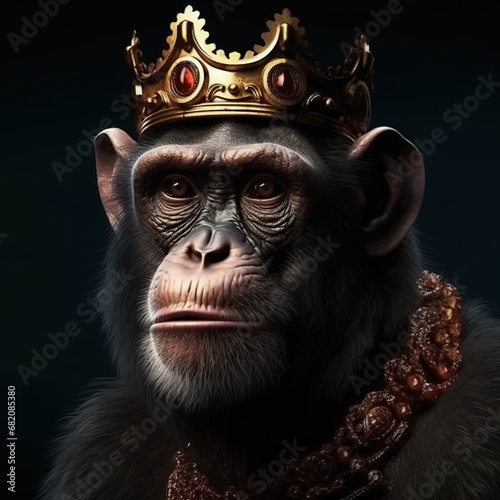 Portrait of a majestic Monkey with a crown © somsong