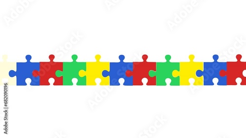 autism symbol. loading puzzles. 4K video illustration.
