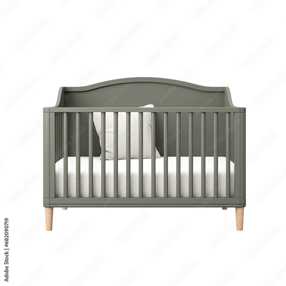 Convertible crib on transparent background, white background, isolated, bed illustration Convertible crib on transparent background, white background, isolated, bed illustration