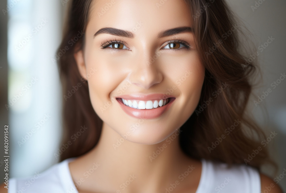Smiling woman with healthy white teeth. Ai Generated Images Smiling woman with healthy white teeth. Ai Generated Images