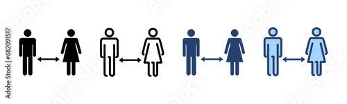 Social distancing vector. social distance sign and symbol. self quarantine sign