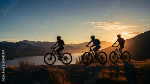 Three friends on electric bicycles