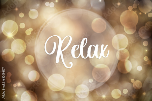 Golden Christmas Background With Bokeh and Text Relax
