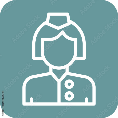 Female Flight Attendant Icon Style