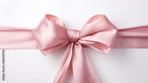 pink ribbon and bow isolated against transparent background