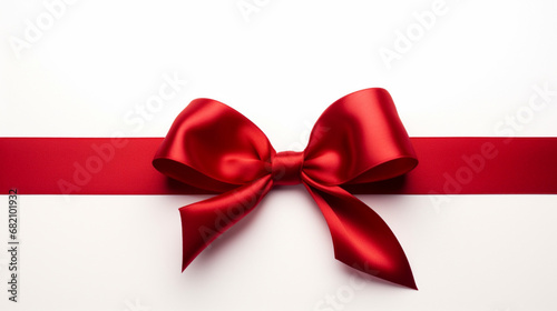 Red ribbon and bow with grey isolated against white background