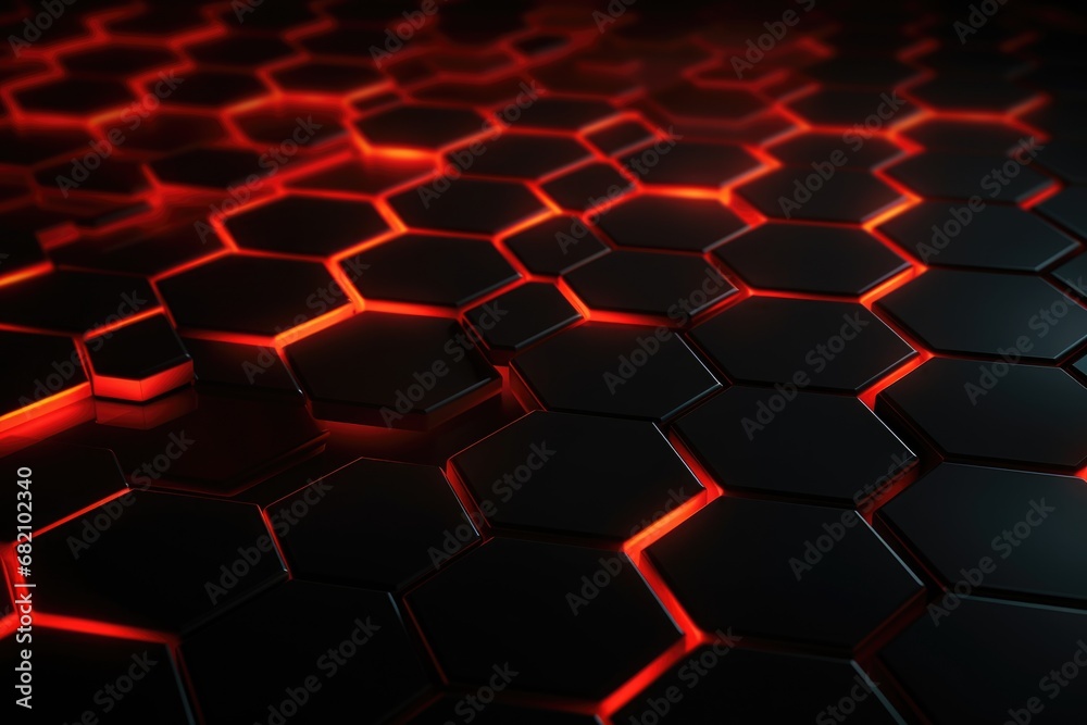 Abstract background with red hexagons. Futuristic technological concept Abstract background with red hexagons. Futuristic technological concept