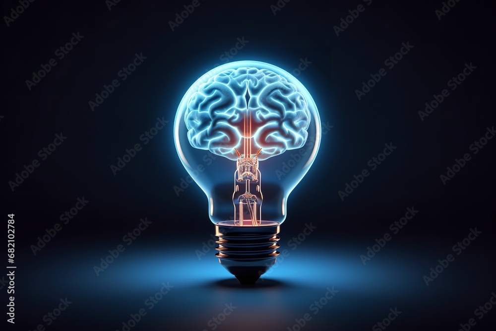 a glowing brain inside a light bulb on a black background is a powerful symbol of creativity, innovation, and the power of the human mind. a glowing brain inside a light bulb on a black background is a powerful symbol of creativity, innovation, and the power of the human mind.
