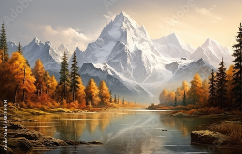 autumn lake in mountain