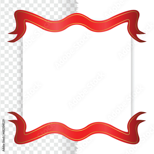 Red tag with corner ribbon, empty page template frame isolated on background