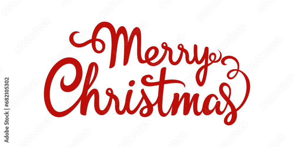 Merry Christmas text Calligraphic Lettering. Holiday element for greeting card or backdrop. Vector illustration. EPS10.