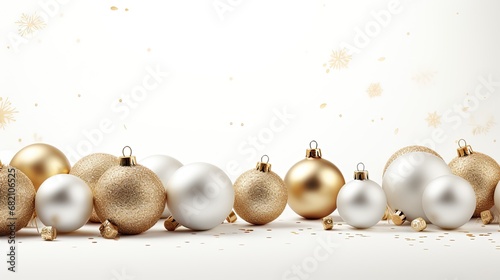 white christmas background with christmas balls