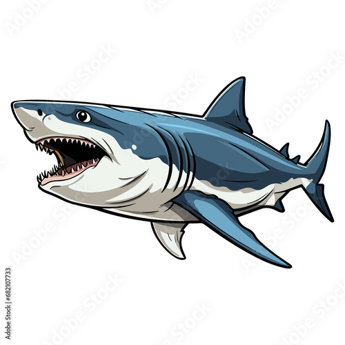 Megalodon animal in cartoon style on transparent background  Shark Stiker design.