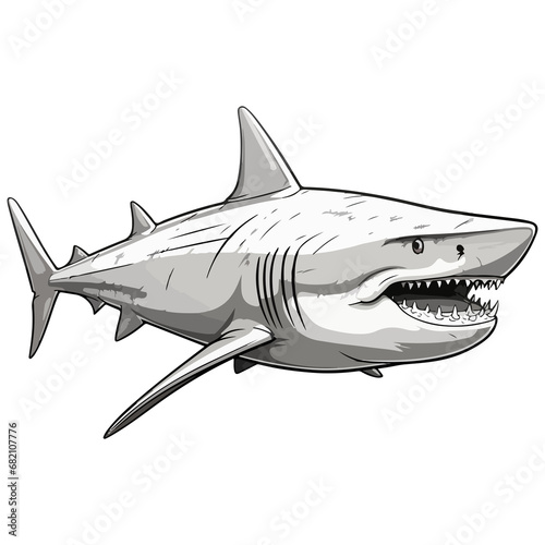 Megalodon animal in cartoon style on transparent background  Shark Stiker design.
